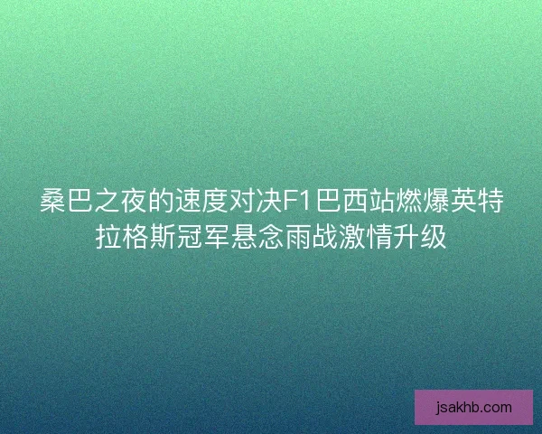 桑巴之夜的速度对决F1巴西站燃爆英特拉格斯冠军悬念雨战激情升级