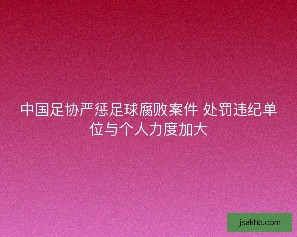中国足协严惩足球腐败案件 处罚违纪单位与个人力度加大